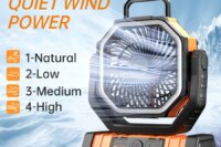 20000mAh 10000mAhUSB Rechargeable Camping Fan Portable Air Circulators Wireless Fans 270 ° Head Rotation Tent Fan with Hook
