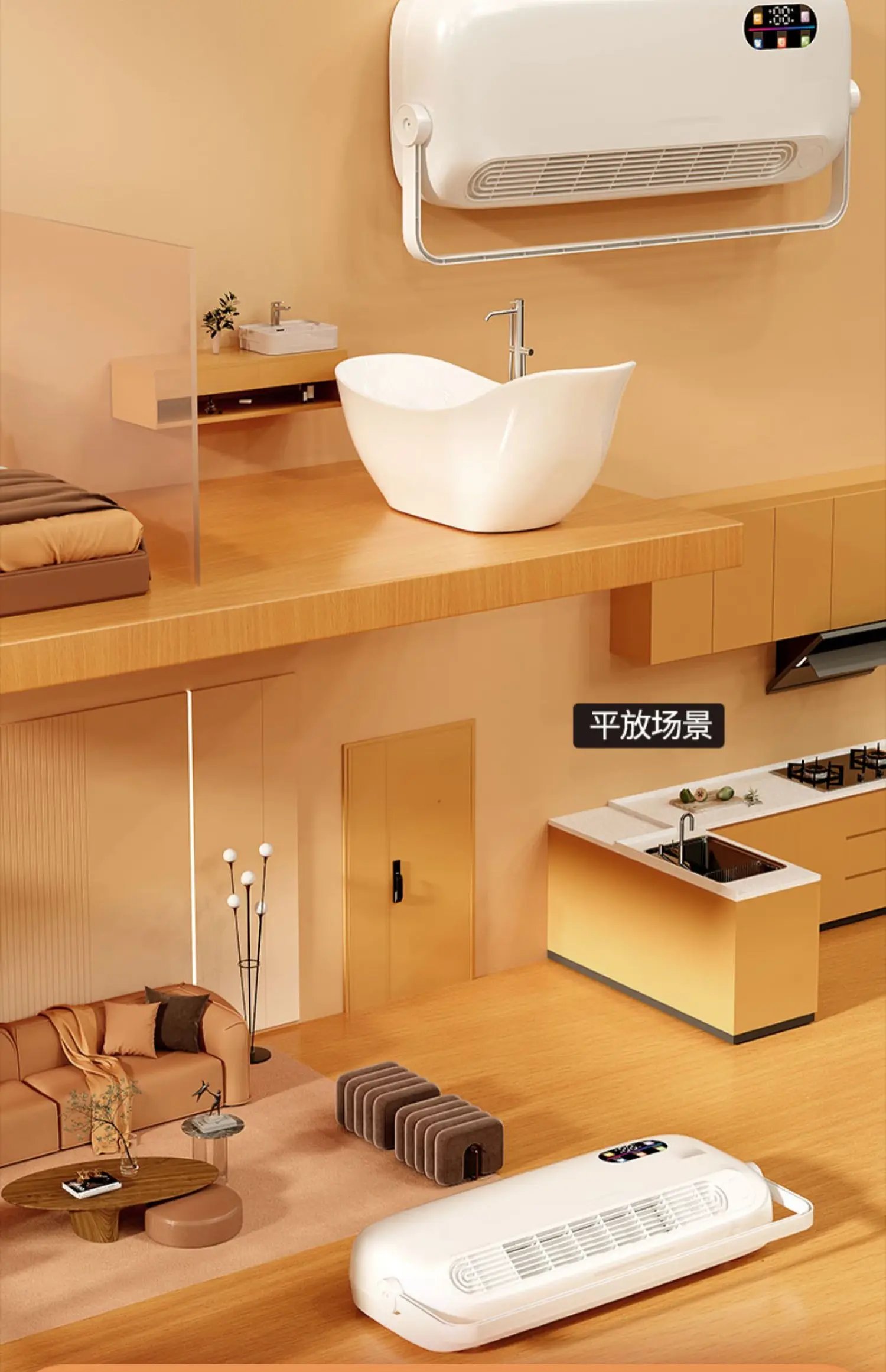 Refrigeration Air Conditioner Fan Cooler Home Wall-Mounted Mute Mobile  Air Conditioning Cold Air Fan Cooling and Heating