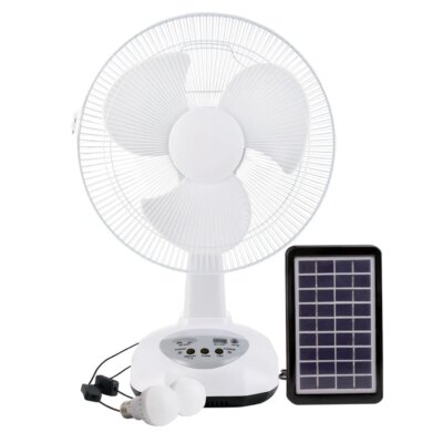 Solar Fan AC/DC Rechargeable Table fan Outdoor Camping Emergency  with LED  USB Ports Home Office Cooling Air Fans Factory Price