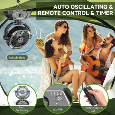 Portable Misting Fan Rechargeable Auto Swivel Fan with 25000mAh USB Battery as Power Bank 4 Mist Cooler 7L Bucket for Outdoor - Image 5