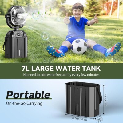 Portable Misting Fan Rechargeable Auto Swivel Fan with 25000mAh USB Battery as Power Bank 4 Mist Cooler 7L Bucket for Outdoor - Image 6