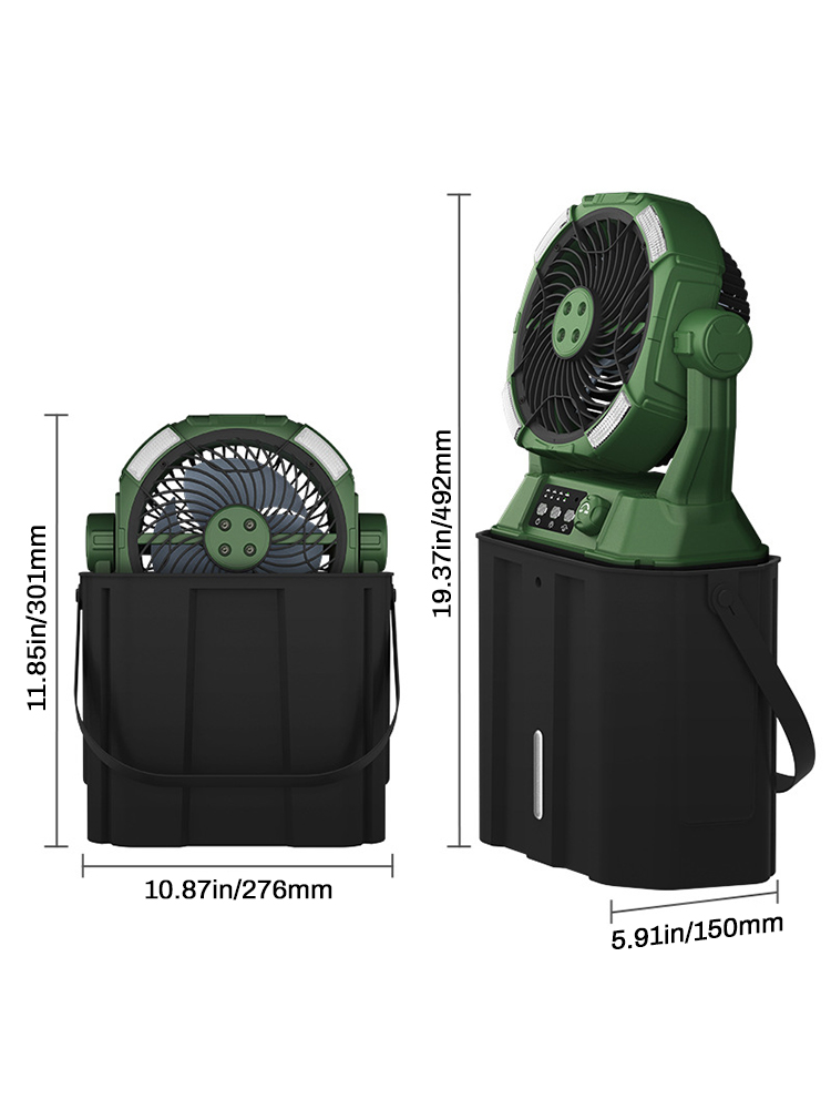 Portable Misting Fan Rechargeable Auto Swivel Fan 20000mAh USB Battery Power Bank 4 Mist Cooler Camping Fan With LED Lighting