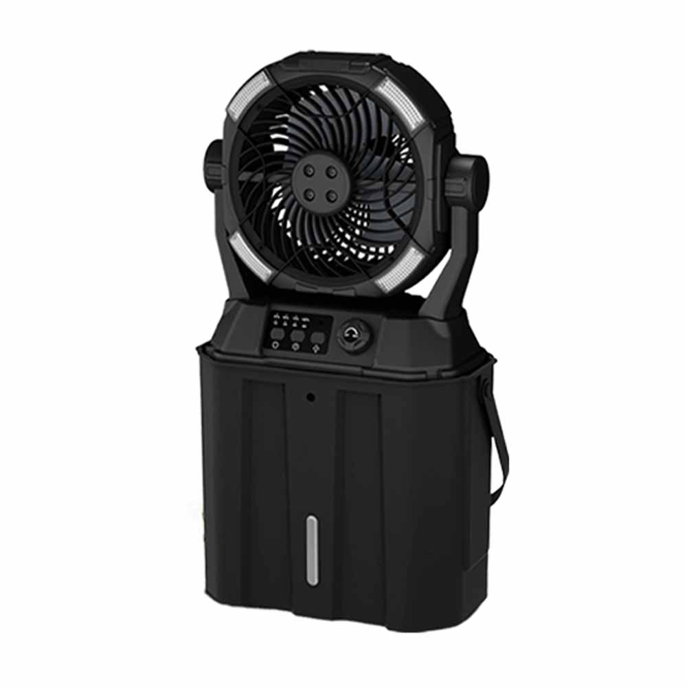 Portable Misting Fan Rechargeable Auto Swivel Fan 20000mAh USB Battery Power Bank 4 Mist Cooler Camping Fan With LED Lighting