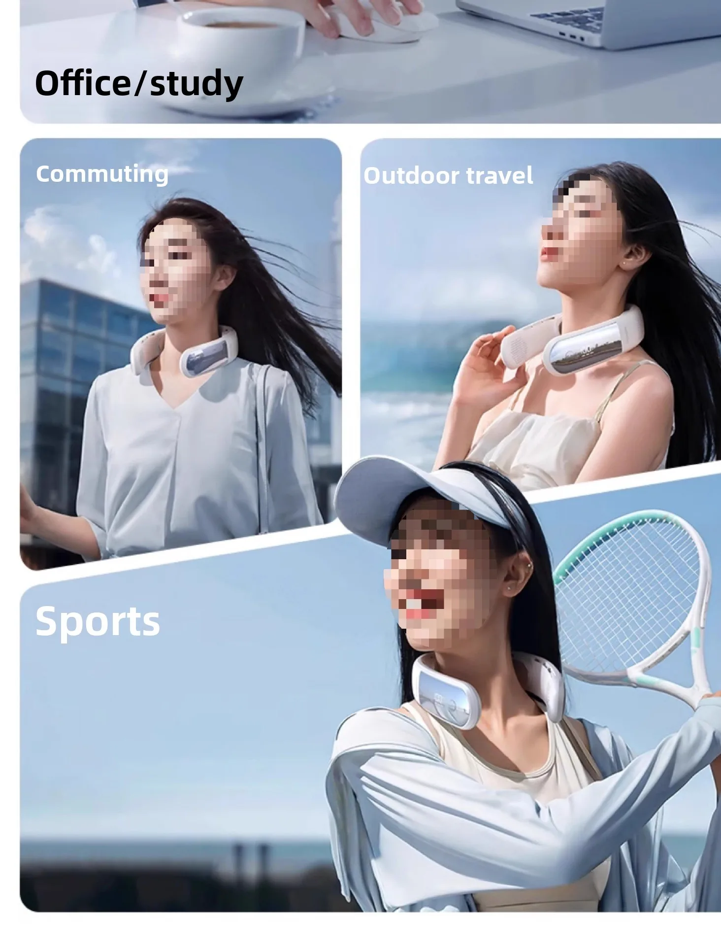 Long Battery Life Wearable Cooling Air Conditioner Portable Outdoor Electric Fan Neckband Foldable And Portable
