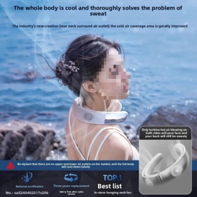 Long Battery Life Wearable Cooling Air Conditioner Portable Outdoor Electric Fan Neckband Foldable And Portable - Image 4