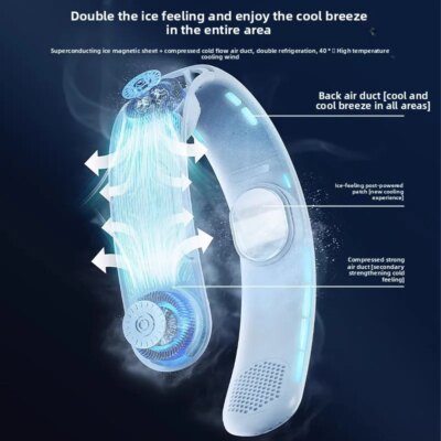 Long Battery Life Wearable Cooling Air Conditioner Portable Outdoor Electric Fan Neckband Foldable And Portable - Image 3
