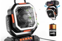 40000mAh Portable Camping Fan with LED and Remote Control - 4 Speeds Battery Powered Suitable for Tents Travel Offices