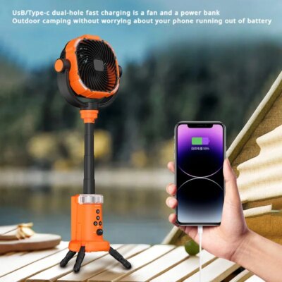 Updated Outdoor Fan Light Large Capacity Powerful Lighting Infinitely Variable Speed Portable Camping Fan with Remote Control - Image 4