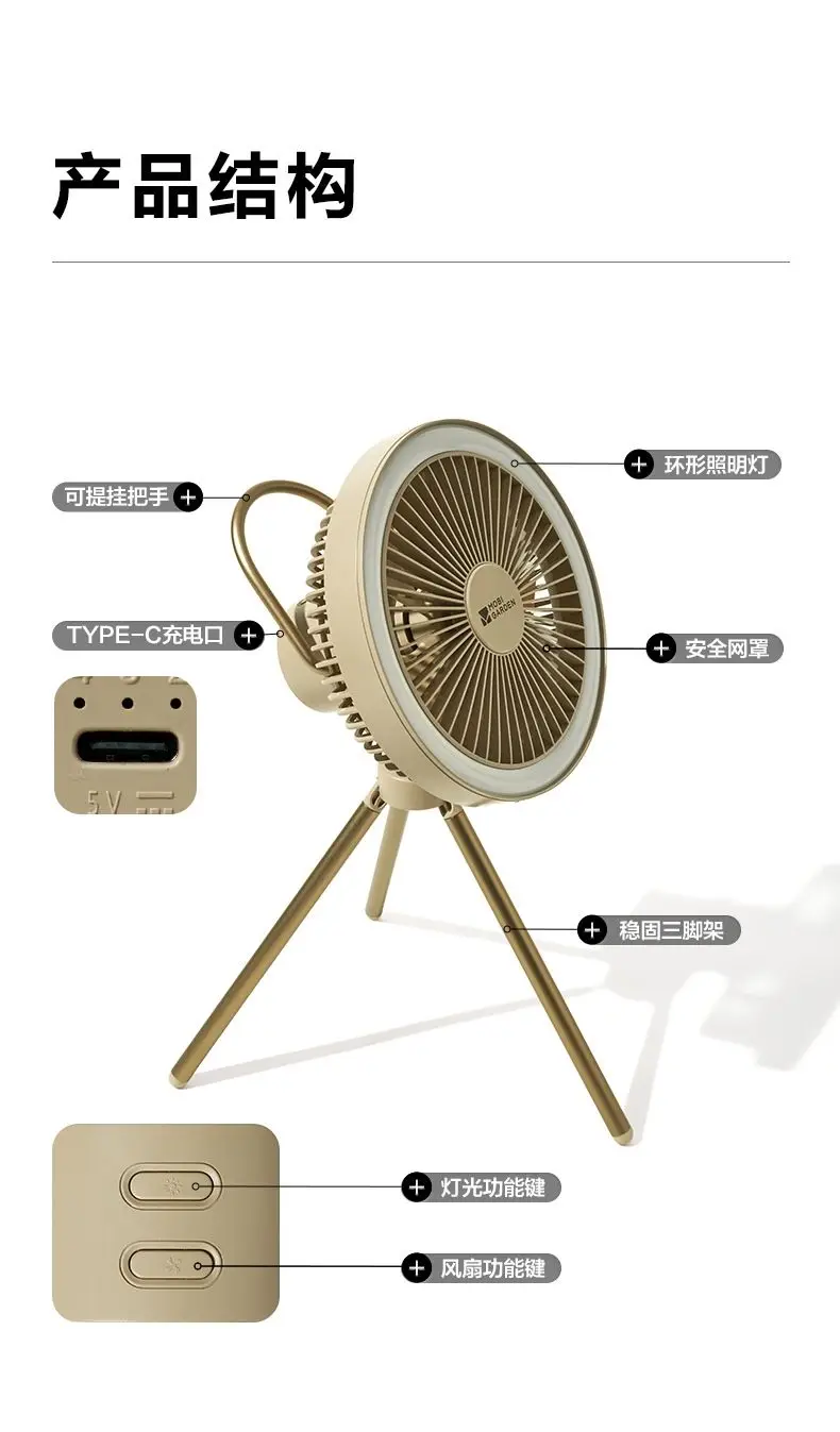 Portable Desktop Rechargeable Small Fan Outdoor Camping Tent Light Atmosphere Lighting Camp Light Xiaofeng