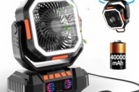Camping Fan 40000mAh Battery Powered Fan Rechargeable 4 Speeds with LED Lantern - Portable Outdoor Tent Fans with Hanging Hook
