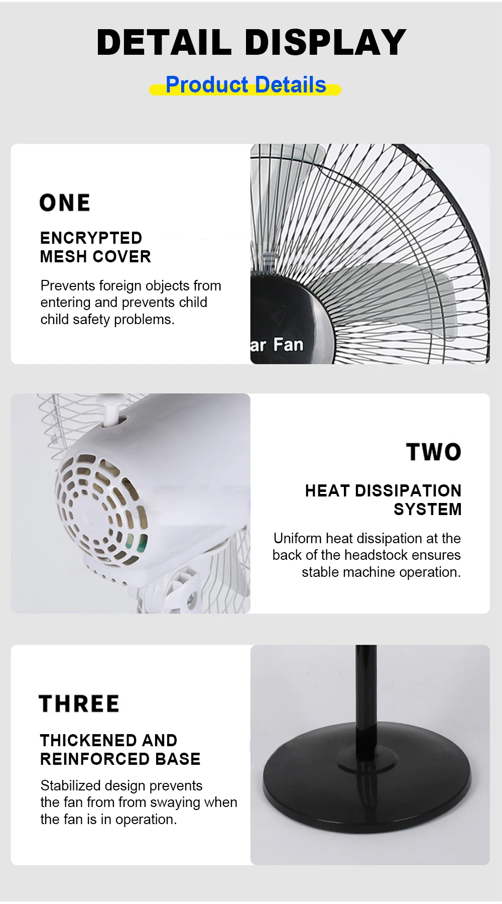 Solar Powered Floor Fan10 - 12H Runtime3 Speed Adjustable Portable Floor Fan for Home Blackout Emergency USB Port & Night Light
