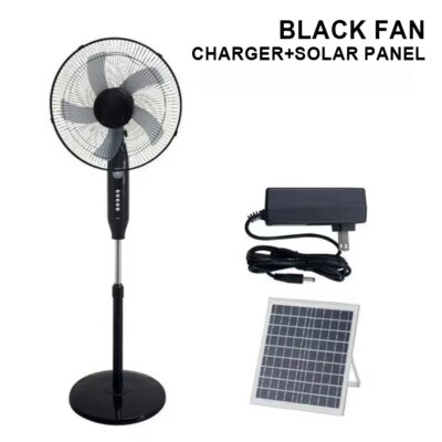 Solar Powered Floor Fan10 - 12H Runtime3 Speed Adjustable Portable Floor Fan for Home Blackout Emergency USB Port & Night Light - Image 4