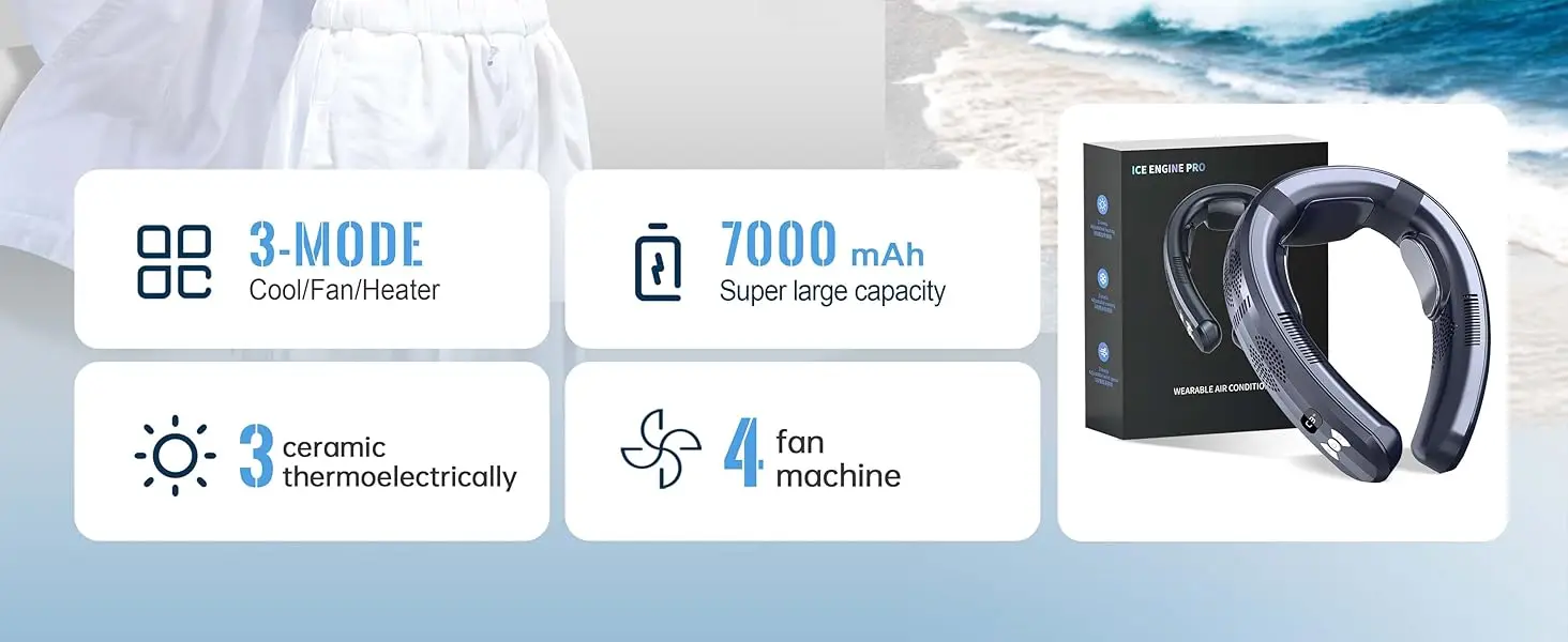2025 New Upgraded Neck Air Conditioner Portable Fan Cool in 3s Rechargeable Personal Cooling Device Neck Fans that blow cold air 2025 New Upgraded Neck Air Conditioner Portable Fan Cool in 3s Rechargeable Personal Cooling Device Neck Fans that blow cold air