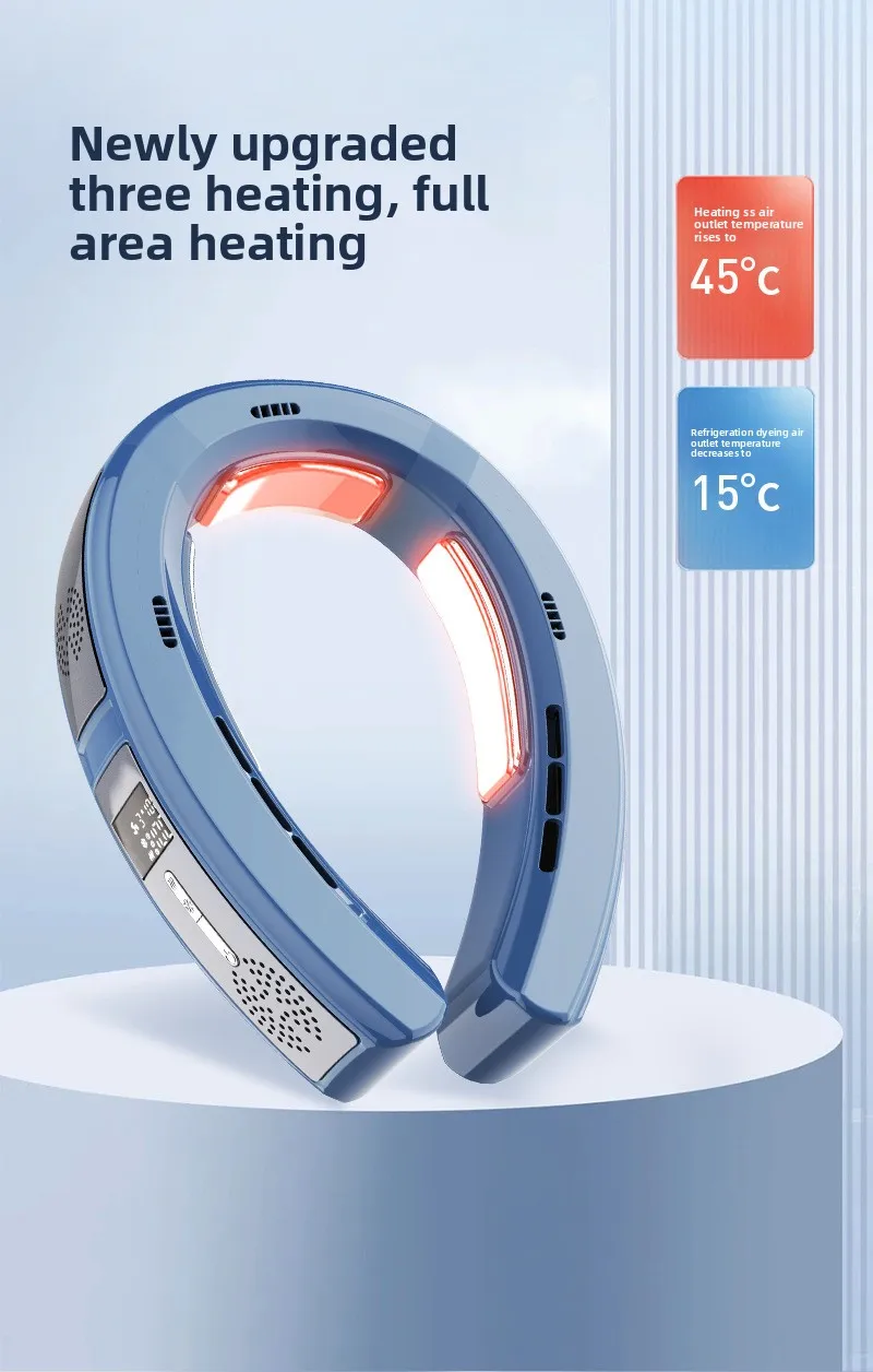 2025 New lazy person's neck-hanging fan cooling semiconductor upper and lower fan USB charging, strong wind power silent