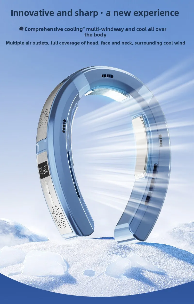2025 New lazy person's neck-hanging fan cooling semiconductor upper and lower fan USB charging, strong wind power silent
