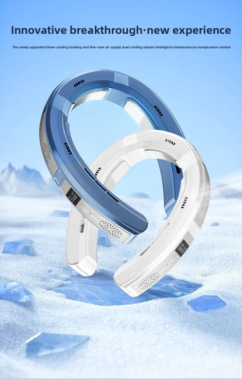 2025 New lazy person's neck-hanging fan cooling semiconductor upper and lower fan USB charging, strong wind power silent