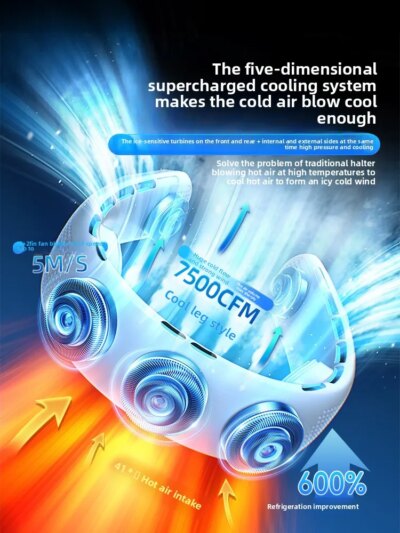 2025 new model of the neck fan with semiconductor cooling long battery life portable usb air conditioner summer outdoor cooling