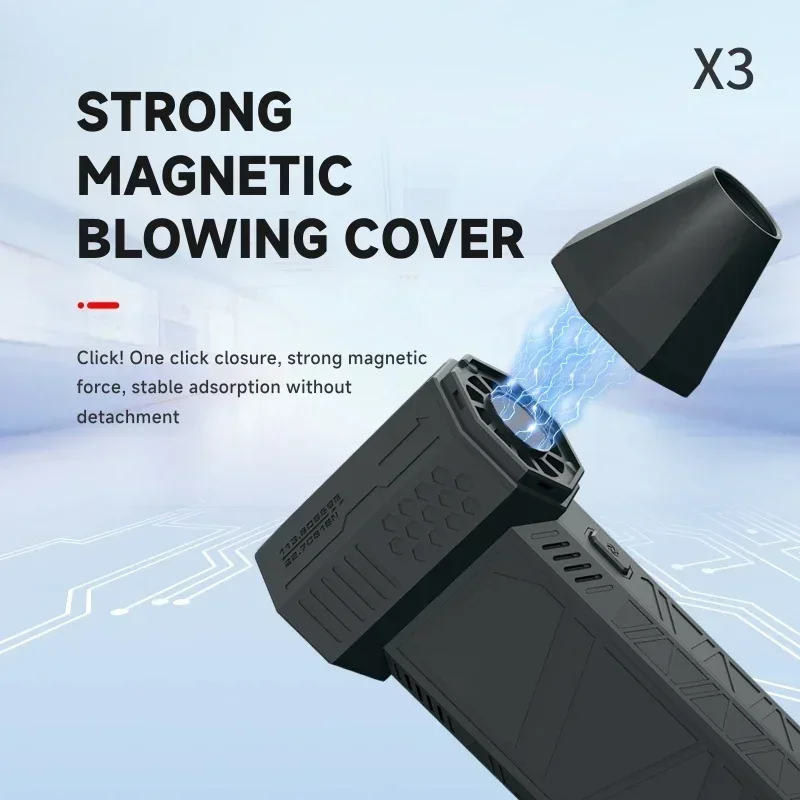 X3 Violent Blower Fan 3nd Turbo Blower Fan Jetfan Strong Fans Handheld 130000 RPM Wind Speed 52m/s With LED Lighting