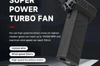 X3 Violent Blower Fan 3nd Turbo Blower Fan Jetfan Strong Fans Handheld 130000 RPM Wind Speed 52m/s With LED Lighting