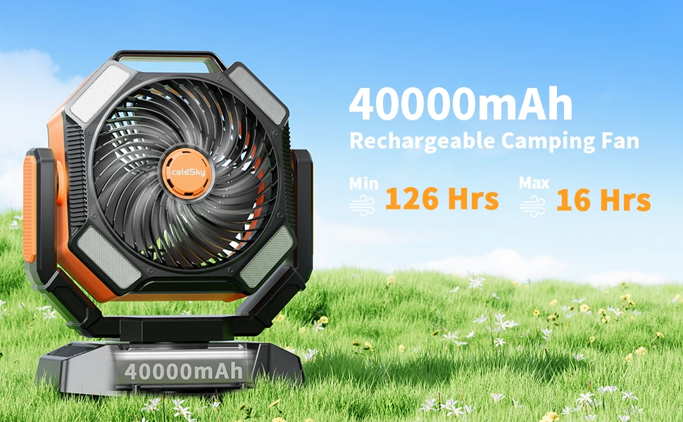coldSky 40000mAh Camping Fan Battery Operated Fan with 4 LED Light 8 Speeds Desk Fan Remote Portable Rechargeable Outdoor Fan coldSky 40000mAh Camping Fan Battery Operated Fan with 4 LED Light 8 Speeds Desk Fan Remote Portable Rechargeable Outdoor Fan