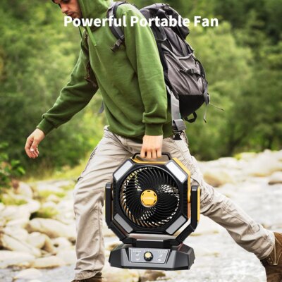 coldSky 40000mAh Camping Fan Battery Operated Fan with 4 LED Light 8 Speeds Desk Fan Remote Portable Rechargeable Outdoor Fan - Image 6