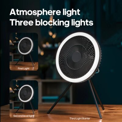 New Outdoor Camping Rechargeable Fan Wireless Ceiling Electric Fan LED Light 10000mAh Emergency Charging Portable Tripod Fan - Image 4