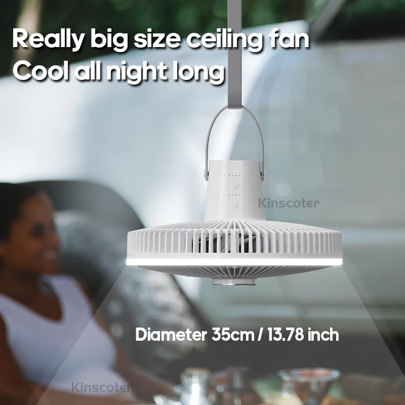 New Outdoor Camping Rechargeable Fan Wireless Ceiling Electric Fan LED Light 10000mAh Emergency Charging Portable Tripod Fan