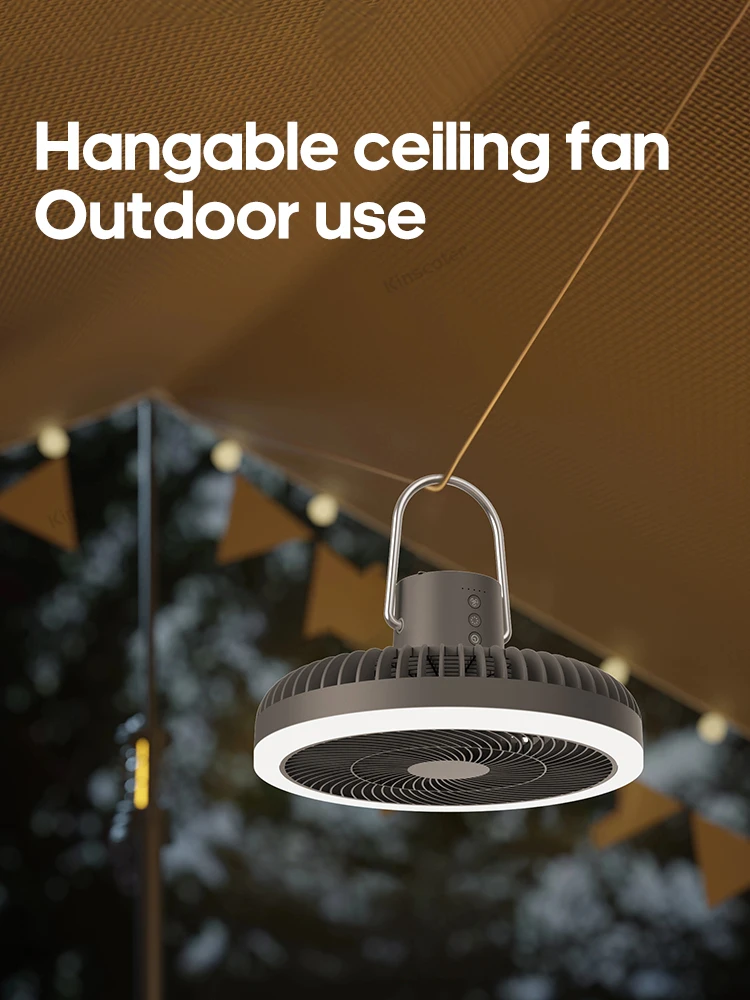 New Outdoor Camping Rechargeable Fan Wireless Ceiling Electric Fan LED Light 10000mAh Emergency Charging Portable Tripod Fan