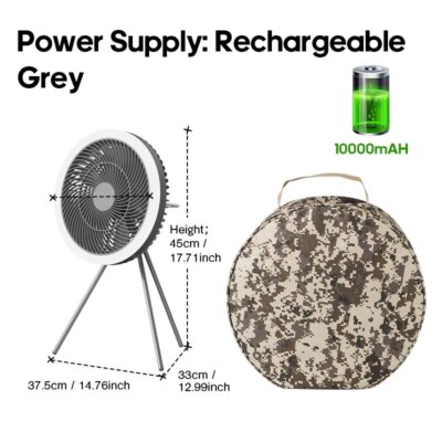 New Outdoor Camping Rechargeable Fan Wireless Ceiling Electric Fan LED Light 10000mAh Emergency Charging Portable Tripod Fan - Image 5
