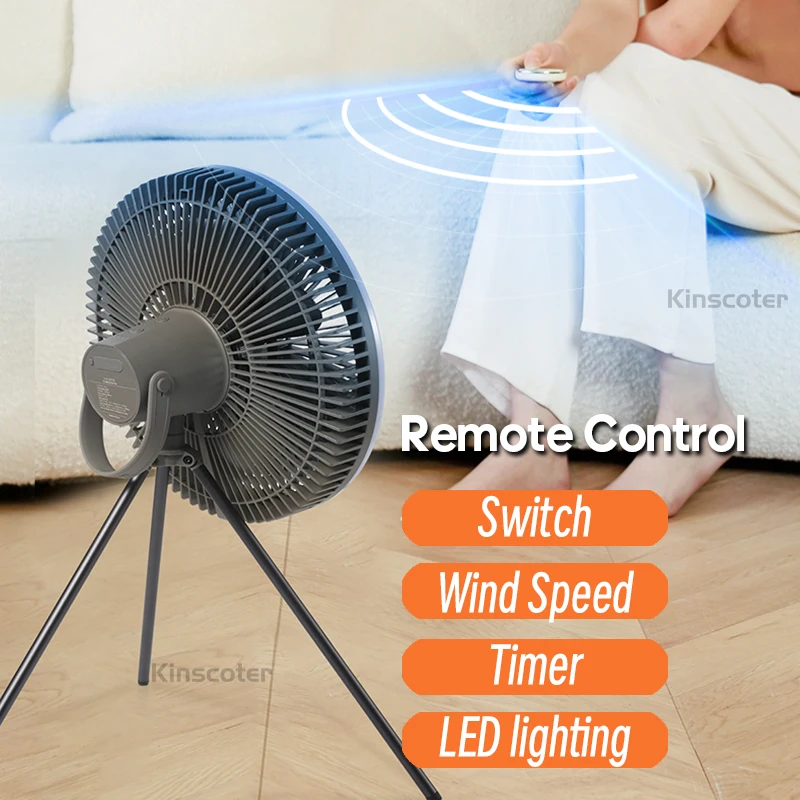 New Outdoor Camping Rechargeable Fan Wireless Ceiling Electric Fan LED Light 10000mAh Emergency Charging Portable Tripod Fan