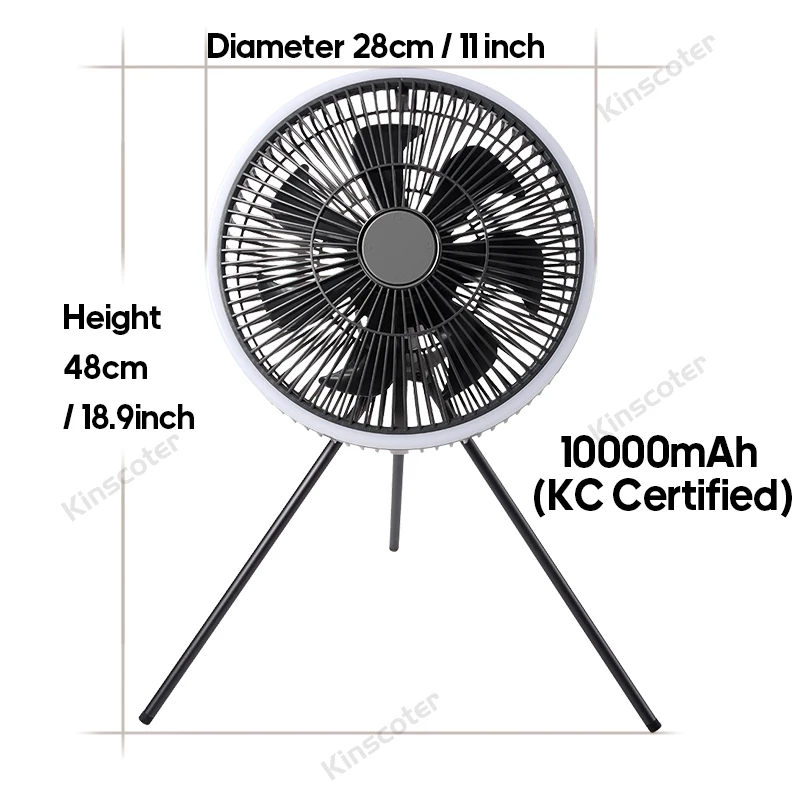 New Outdoor Camping Rechargeable Fan Wireless Ceiling Electric Fan LED Light 10000mAh Emergency Charging Portable Tripod Fan