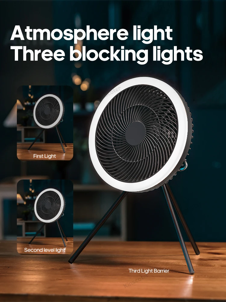New Outdoor Camping Rechargeable Fan Wireless Ceiling Electric Fan LED Light 10000mAh Emergency Charging Portable Tripod Fan