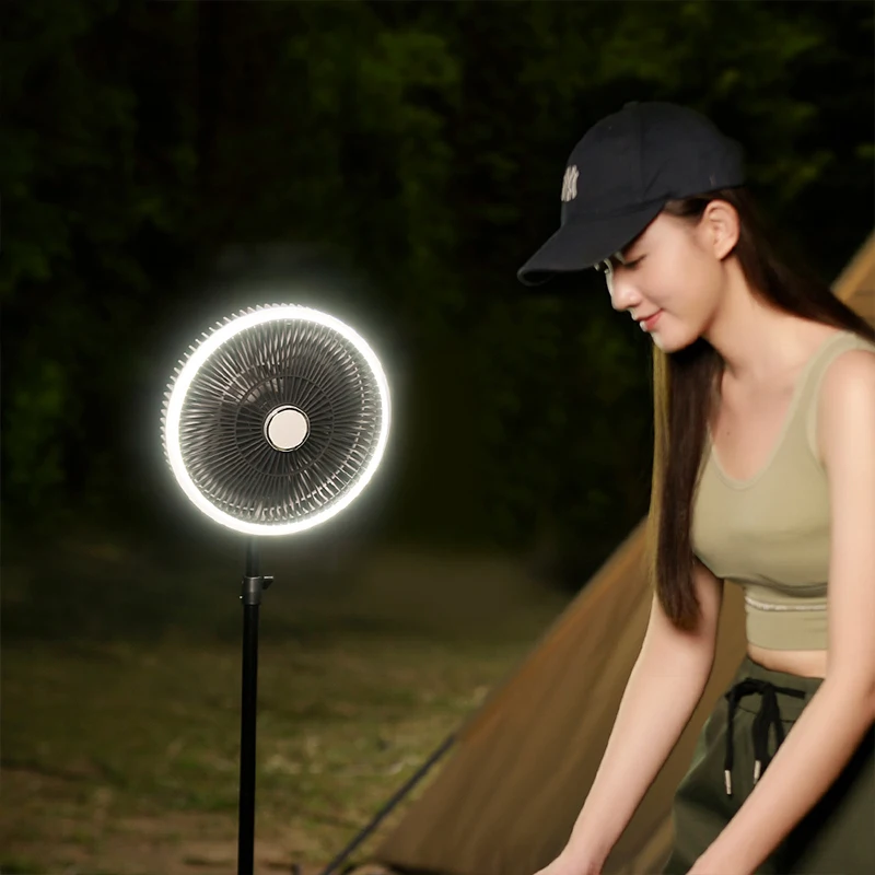 New Outdoor Camping Rechargeable Fan Wireless Ceiling Electric Fan LED Light 10000mAh Emergency Charging Portable Tripod Fan