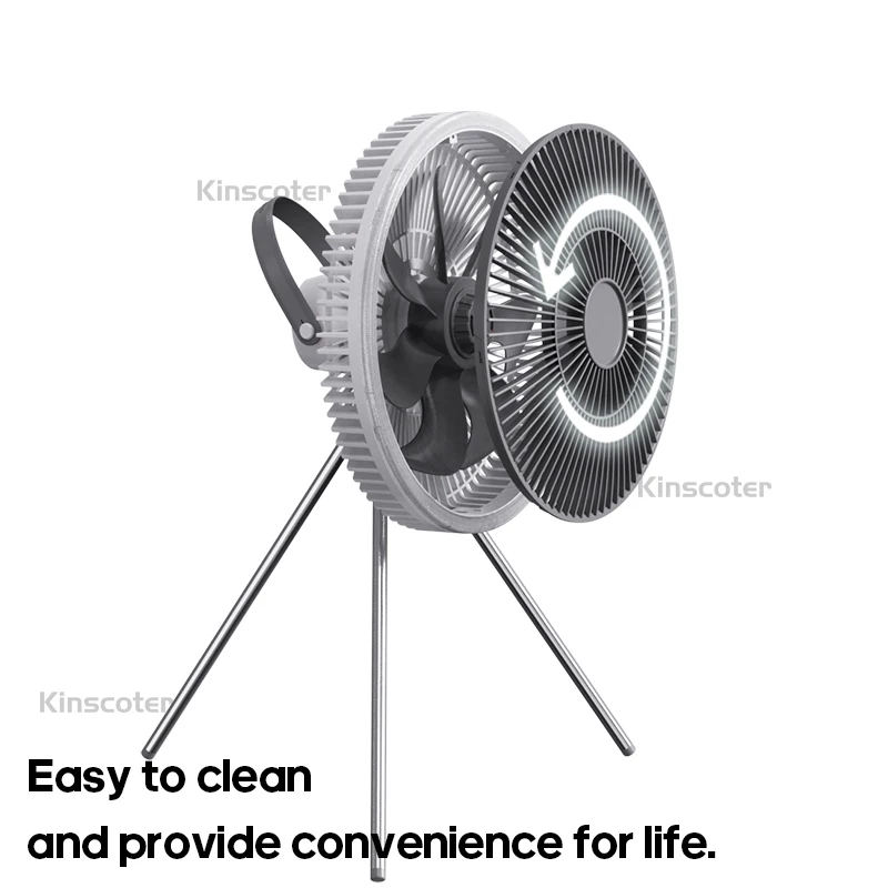 New Outdoor Camping Rechargeable Fan Wireless Ceiling Electric Fan LED Light 10000mAh Emergency Charging Portable Tripod Fan