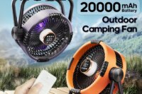 Portable 6 in 1 Outdoor Camping Fan 20000mAh Rechargeable Wireless Tent Ceiling Fan 4 Speed Adjustment LED Lighting Power Bank