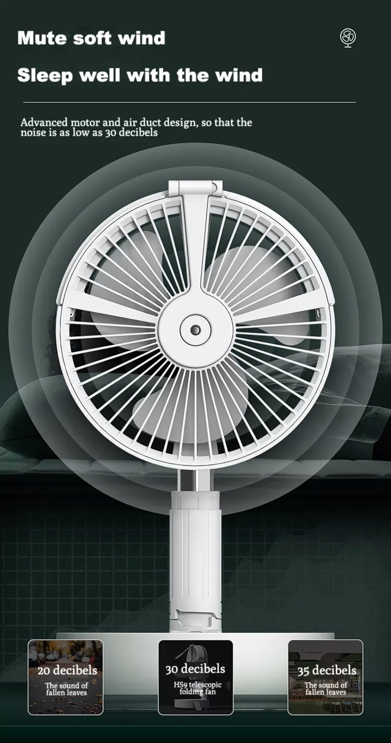 Portable Atomizing fan Personal Battery Powered Folding Water Mist Fan Stand Fan with for Desktop Home Travel Outdoor