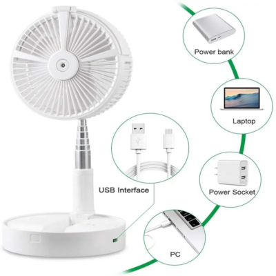 Portable Atomizing fan Personal Battery Powered Folding Water Mist Fan Stand Fan with for Desktop Home Travel Outdoor - Image 6
