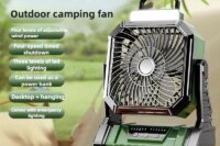 5400/9000mah Portable Camping Fan Battery Powered with LED Lights 4-speed Adjustable Office Fan Outdoor Tent Hook Construction
