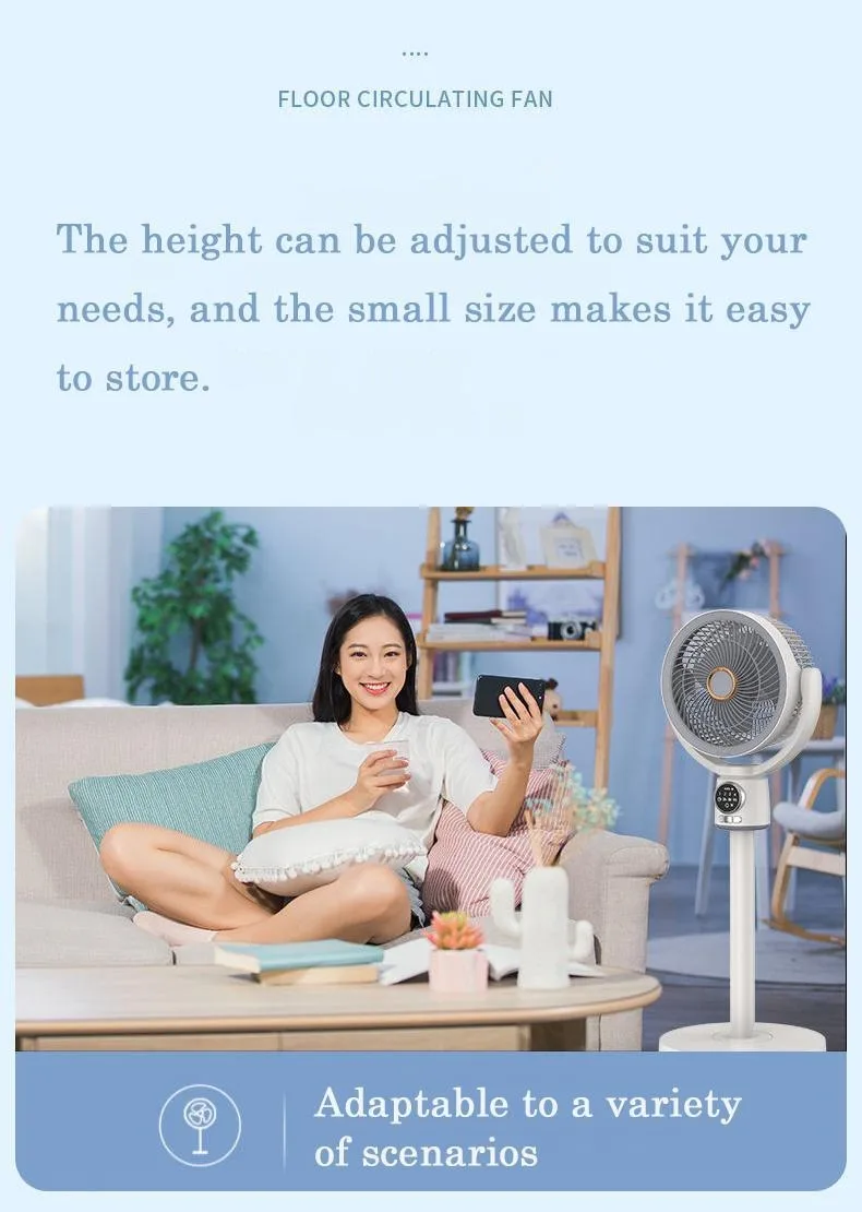 USB Charge-in Use Air Circulation Fan Household Electric Fan Turbine Silent Convection Floor Fan Timing, Operated Mini Fan