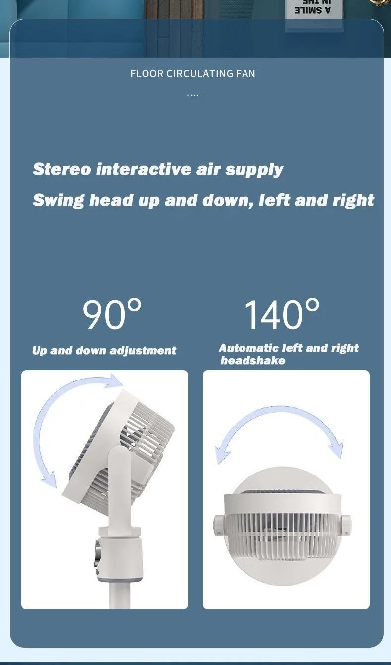 USB Charge-in Use Air Circulation Fan Household Electric Fan Turbine Silent Convection Floor Fan Timing, Operated Mini Fan