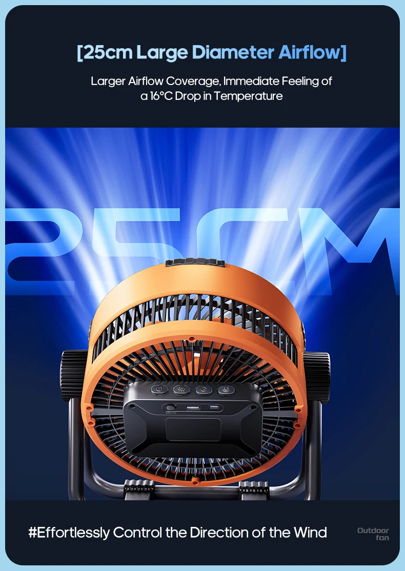 Multifunctional 6 in 1 Outdoor Camping Fan 20000mAh Desktop Air Circulator Wireless Ceiling Electric Fan with Hook and LED Light