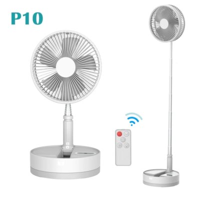 P10 Folding Fan Air Cooler Silent 10800mAh USB Rechargeable Wireless Floor Standing Portable Fan with Remote Control for Camping