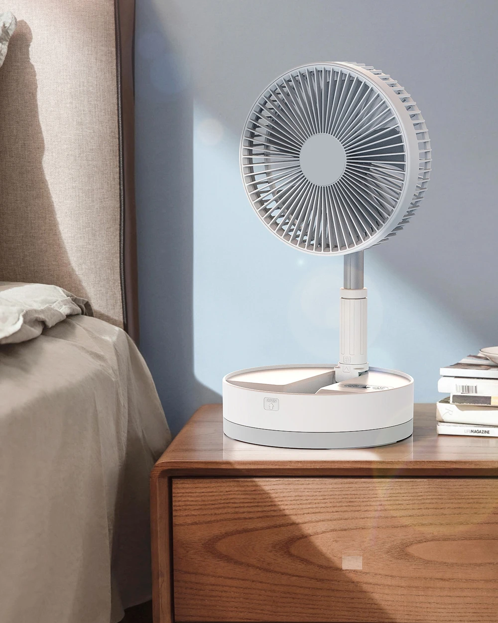 P10 Folding Fan Air Cooler Silent 10800mAh USB Rechargeable Wireless Floor Standing Portable Fan with Remote Control for Camping