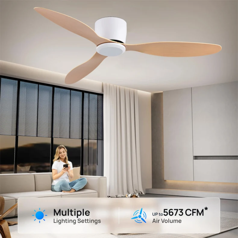 Modern Ceiling Fan with Remote Control Low Down Living Room Office DC Motor Fan 30W Simple Ceiling Fan Lightless Electric Fan