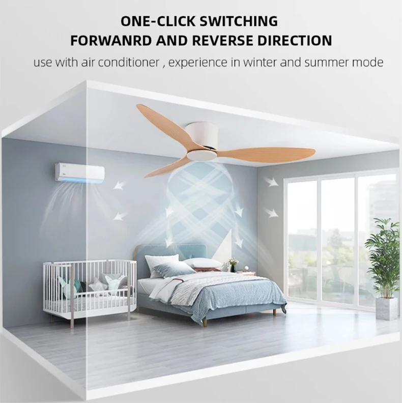Modern Ceiling Fan with Remote Control Low Down Living Room Office DC Motor Fan 30W Simple Ceiling Fan Lightless Electric Fan