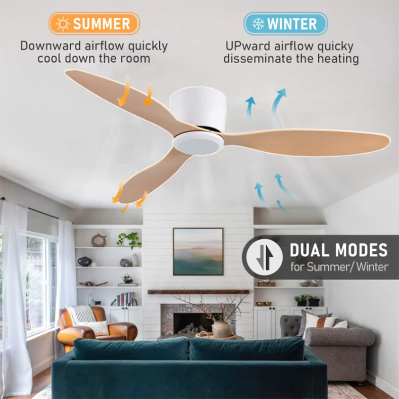Modern Ceiling Fan with Remote Control Low Down Living Room Office DC Motor Fan 30W Simple Ceiling Fan Lightless Electric Fan