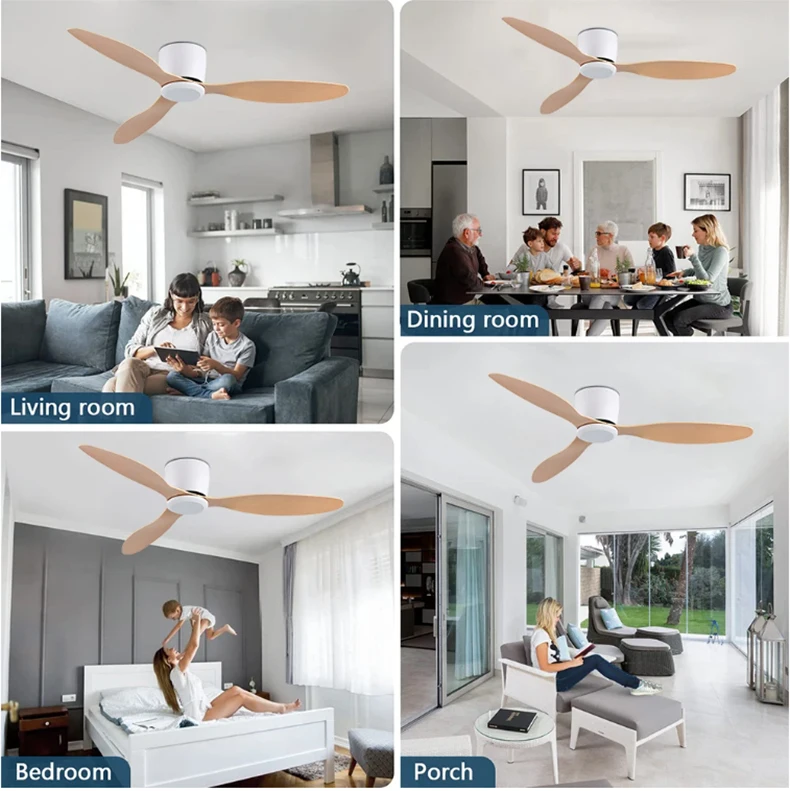Modern Ceiling Fan with Remote Control Low Down Living Room Office DC Motor Fan 30W Simple Ceiling Fan Lightless Electric Fan