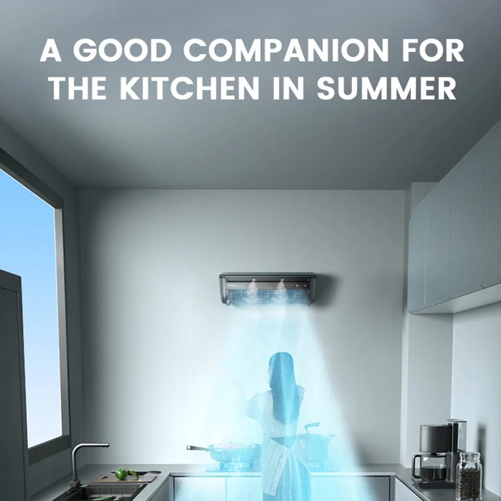 EDON E868 Wall-Mounted Air Cooling Fan 20W Power Quick Cooling Easy To Install Leafless Home Kitchen Air Conditioning Fan