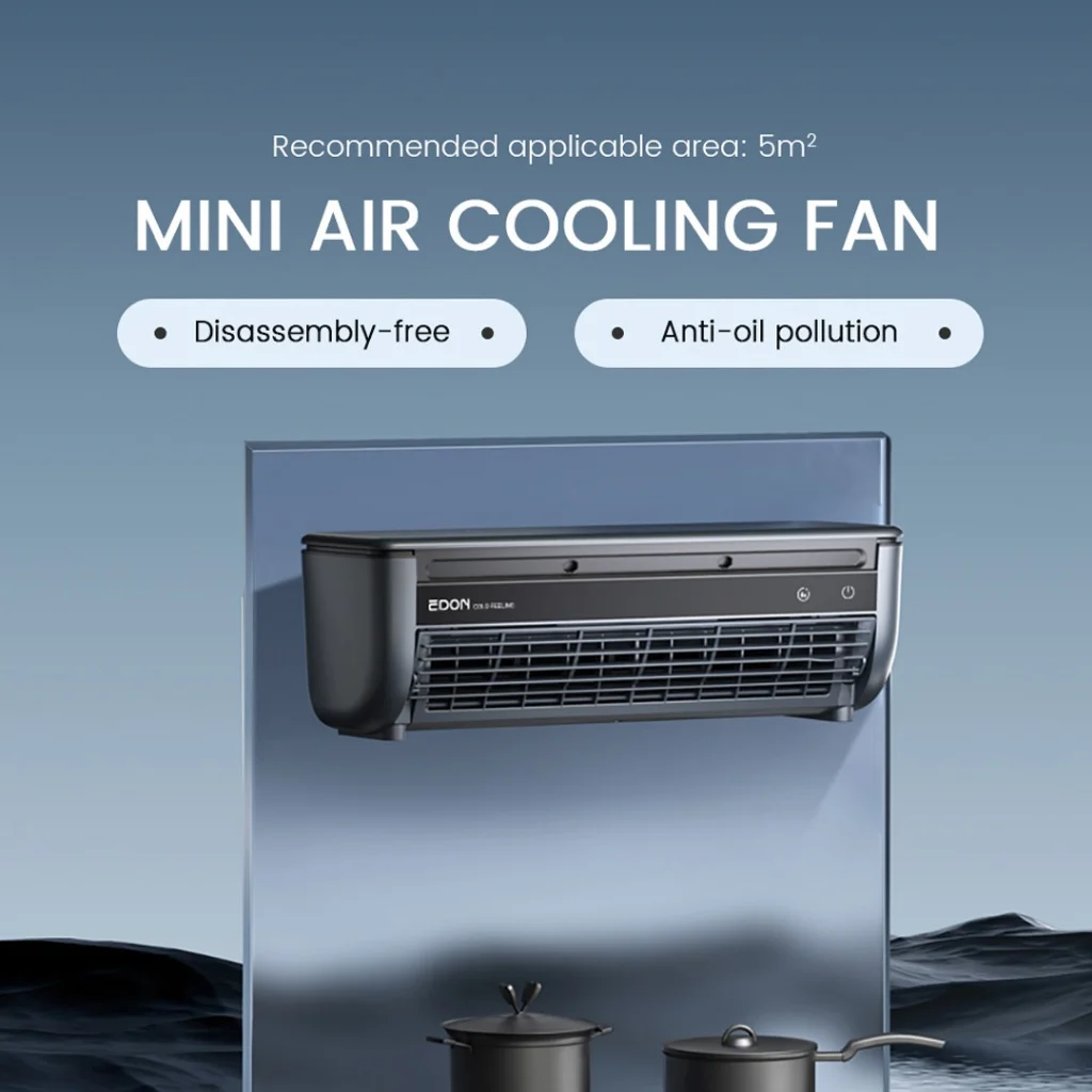 EDON E868 Wall-Mounted Air Cooling Fan 20W Power Quick Cooling Easy To Install Leafless Home Kitchen Air Conditioning Fan
