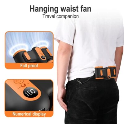 Xiaomi Portable Hanging waist Fan Double Air Outlet Rechargeable Battery Ultra quiet Wearable Electric Fan handheld Air Cond - Image 4